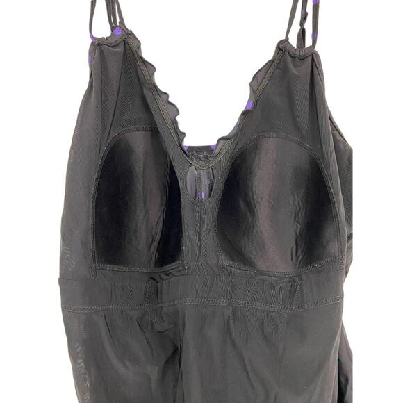 TAILLISSIME Womens Grey Purple Polka Dot V Neck One Piece Swimsuit 22W - Picture 7 of 8